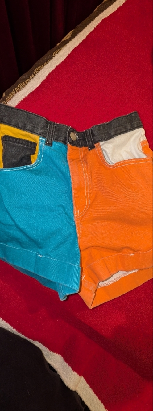 Womens Colorblock Shorts American Apparel Turquoise & Orange Tumblr Summer